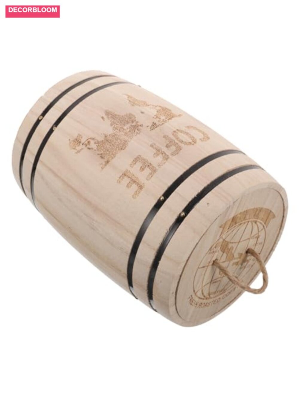 Wooden Barrel Canister Airtight Lid Coffee Tea Sugar Storage Rustic Farmhouse